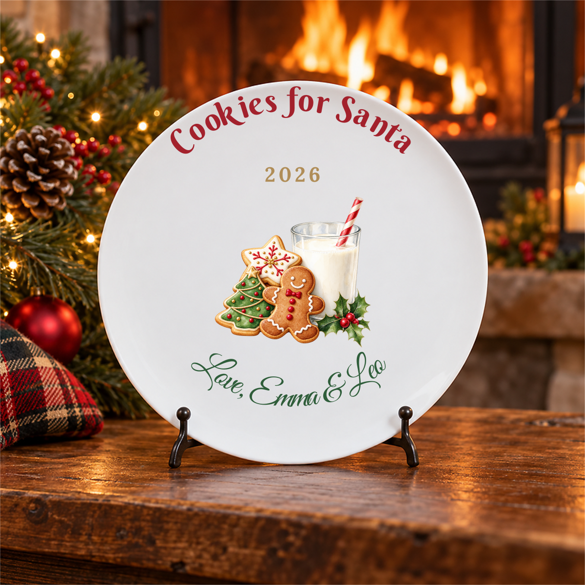 Personalized Cookies For Santa Plate