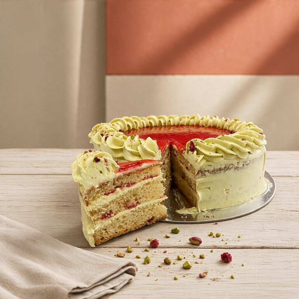 Raspberry & Pistachio Divine Gateau