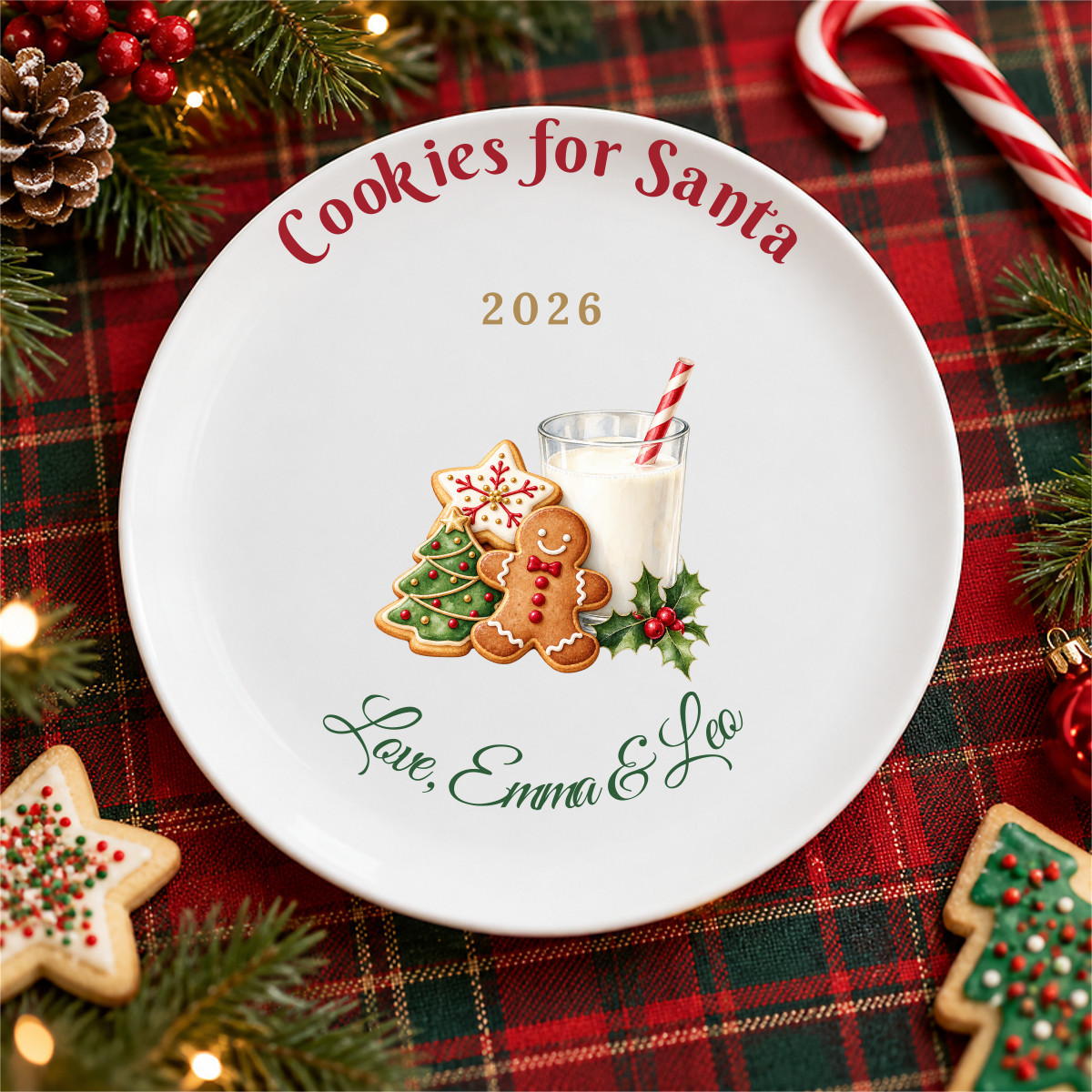 Personalized Cookies For Santa Plate
