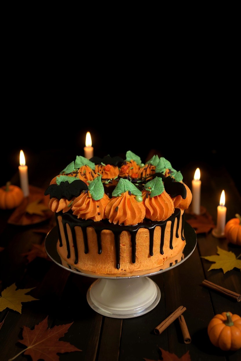 Chocolate Orange Halloween Drip Cake